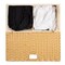 Natural Wicker Folding Laundry Hamper with 2 Bins and Linen Liner